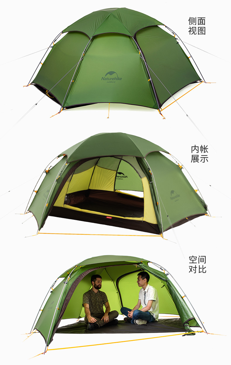 Cheap Goat Tents NatureHike  Ultralight Hexagon Four Seasons Tents outdoor camping 2 person Outdoor Camping Hiking Double Layer Windproof Tent Tents 